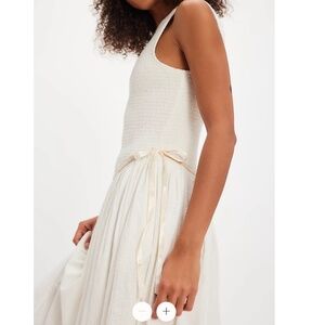 NWT Free People Nightingale Seersucker White Midi Dress, Large